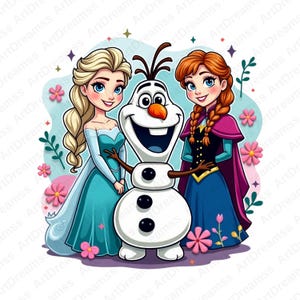 Anna and Elsa Clipart, Frozen Princess, Frozen for Shirt, Cute Elsa and Cute Anna PNG, High Quality