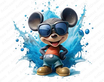 Micky Maus Clipart PNG, Micky Maus Splash-Stil, süße Micky Maus, hohe Qualität