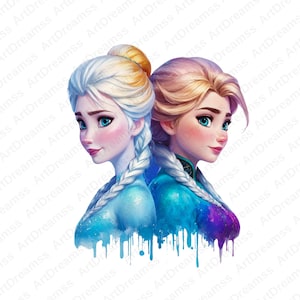 Anna and Elsa Clipart, Frozen Princess, Frozen for Shirt, Cute Elsa and Anna PNG, High Quality