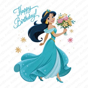 Princess Jasmine Clipart, Jasmine Png, Happy Birthday, Cute Princess, Jasmine Digital Print, High Quality