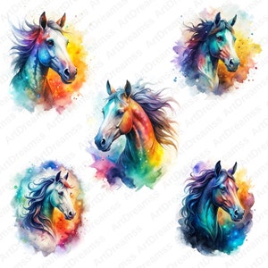 Horse Clipart, Horse Bundle PNG, Watercolor Horse, Horse Printable, High Quality