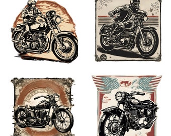 Motorcycle Clipart PNG, Retro Motorcycle, Motorcycle Digital, Motorbike PNG, Motorcycle Transparent, High Quality