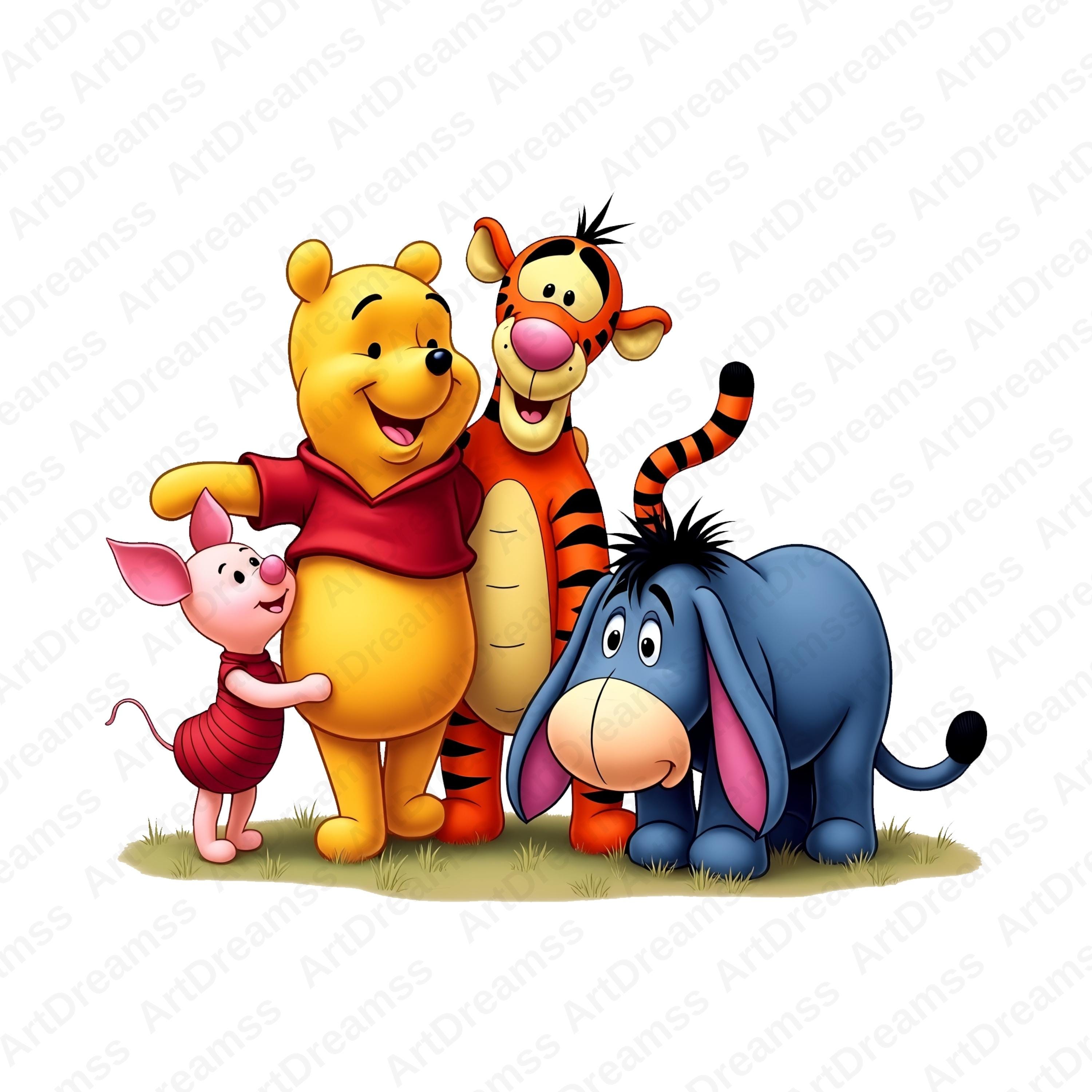 Winnie the Pooh with Friends Clipart PNG, Tigger, Piglet, Eeyore, Cute Winnie the Pooh, High Quality