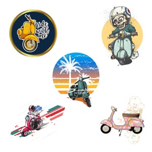 Vespa Scooter PNG, Vintage Vespa Clipart PNG, Retro Vespa Scooter Bundle PNG, Vespa Motorcycle Transparent, High Quality