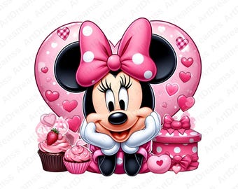 Minnie Mouse Clipart PNG, Linda Minnie Mouse, Flores de Minnie, Disney, Alta Calidad