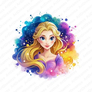 Princess Rapunzel Clipart, Cute Rapunzel, Tangled PNG, Disney Princess, Splash Style, High Quality