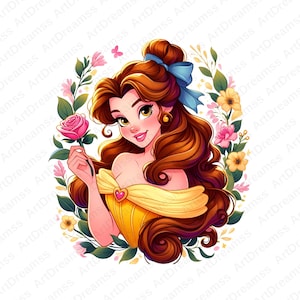Clipart della principessa Belle, PNG di Belle, La bella e la bestia, Disney, Principessa carina, Alta qualità