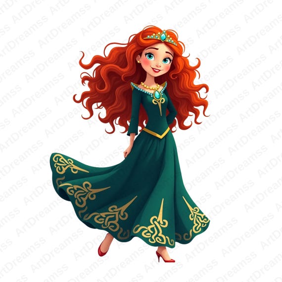Princess Merida Clipart, Merida PNG, Merida Brave, Cute Merida With Flowers, High Quality