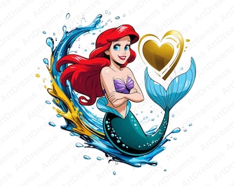 Cute Ariel PNG, Little Mermaid Clipart, Princess Ariel, High Quality
