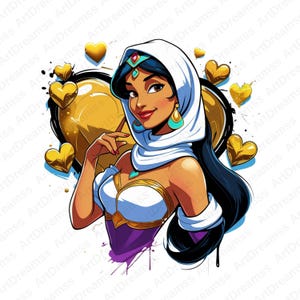 Princess Jasmine Clipart, Jasmine Png, Cute Princess, Jasmine Digital Print, High Quality