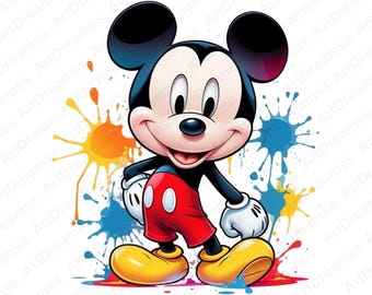 Mickey Mouse Clipart PNG, Mickey Mouse Splash Style, Cute Mickey Mouse, High Quality