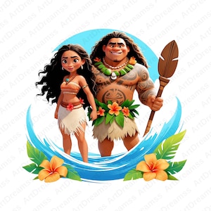 Moana e Maui Clipart, Moana fofa, Moana PNG, Maui PNG, Princesa Moana, Alta qualidade