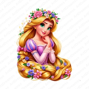 Princess Rapunzel Clipart, Cute Rapunzel, Tangled PNG, Disney Princess, High Quality