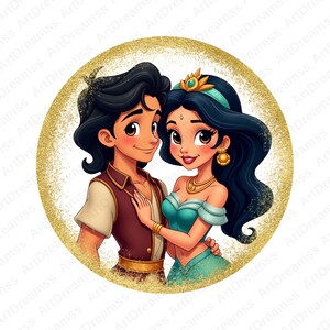 Aladdin and Jasmine Clipart, Aladdin Genie PNG, Cute Jasmine, Princess Jasmine, High Quality