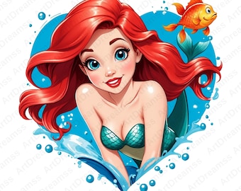 Cute Ariel PNG, Little Mermaid Clipart, Princess Ariel, High Quality