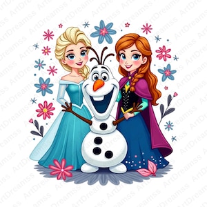 Anna and Elsa Clipart, Frozen Princess, Frozen for Shirt, Cute Elsa and Cute Anna PNG, High Quality