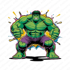 Hulk Cipart, Hulk PNG, Cool Hulk, Super Hero, Hulk Splash Style, High Quality