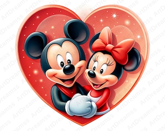 Mickey en Minnie Clipart, schattige Mickey en Minnie PNG, Mickey Minnie voor shirt, Mickey Minnie Valentijnsdag, hoge kwaliteit