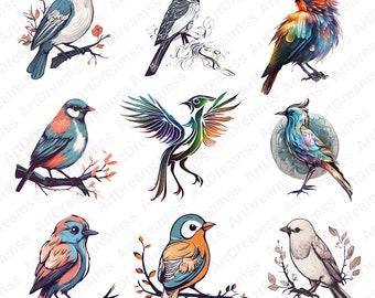 Birds Clipart PNG, Cute Birds, Graphic Birds, Watercolor Birds, Birds Bundle, High Quality