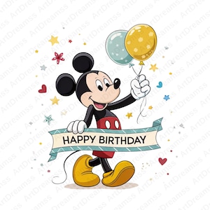 Mickey Mouse Clipart, Mickey Mouse PNG, Happy Birthday, Cute Mickey Mouse, High Quality