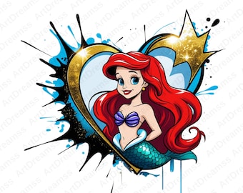 Cute Ariel PNG, Little Mermaid Clipart, Princess Ariel, High Quality