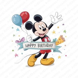 Mickey Mouse Clipart, Mickey Mouse PNG, Happy Birthday, Cute Mickey Mouse, High Quality
