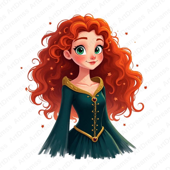 Princess Merida Clipart, Merida PNG, Merida Brave, Cute Merida With  Flowers, High Quality - Etsy