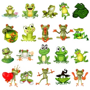 Frog Clipart PNG, Cute Frog, Cute Animals, Happy Frog, Frog Transparent, Frog Digital, High Quality