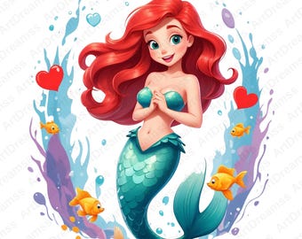 Cute Ariel PNG, Little Mermaid Clipart, Princess Ariel, High Quality