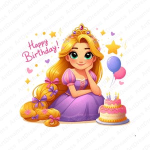 Princess Rapunzel Clipart, Cute Rapunzel, Tangled PNG, Disney Princess, Happy Birthday, High Quality
