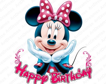 Minnie Mouse Clipart, Disney, Cute Minnie Mouse PNG, Happy Birthday Style Minnie Mouse, High Quality