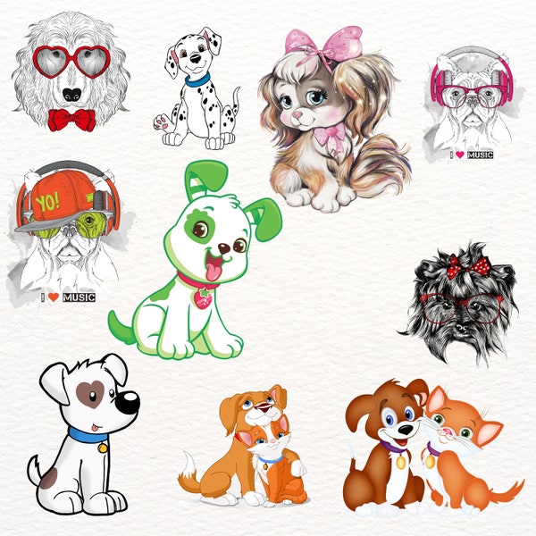 Dog Bundle PNG, Cute Dog, Dog Digital, Dog Clipart, High Quality