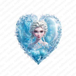 Frozen Elsa Clipart PNG, Elsa Princess Digital, Elsa Heart Design, Elsa Frozen, Elsa T-Shirt Design, High Quality