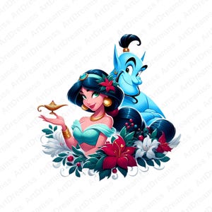 Princess Jasmine Clipart, With Genie, Jasmine Png, Cute Princess, Jasmine Digital Print, High Quality