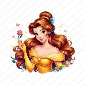 Clipart della principessa Belle, PNG di Belle, La bella e la bestia, Disney, Principessa carina, Alta qualità