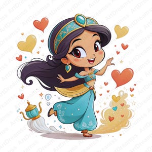 Princess Jasmine Clipart, Jasmine Png, Cute Princess, Jasmine Digital Print, High Quality