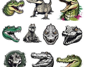 Crocodile Bundle PNG, Alligator Clipart PNG, Crocodile Cartoon, Cute Crocodile, Crocodile Transparent, Crocodile Digital, High Quality