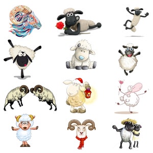 Sheep Clipart PNG, Cute Sheep Digital, Sheep Transparent, Animal, Baby Sheep, High Quality