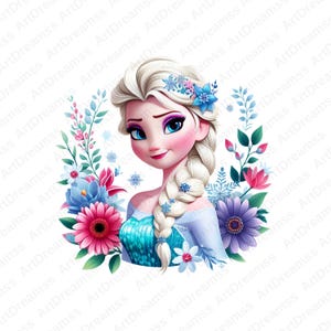 Clipart PNG di Elsa Frozen, Simpatica principessa Elsa, Frozen, Design floreale, Alta qualità