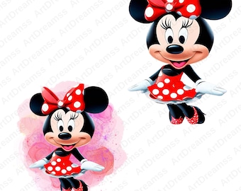 Minnie Maus Clipart PNG, süße Minnie Maus, Minnie Digital, Cartoon, hohe Qualität