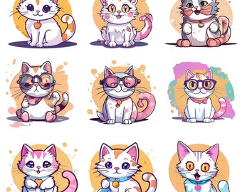 Cute Cat Clipart PNG, Cat Bundle, Crazy Cat, Funny Cat, Cool Cats, Cat Transparent, High Quality