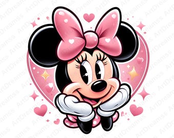 Minnie Mouse Clipart PNG, Linda Minnie Mouse, Flores de Minnie, Disney, Alta Calidad