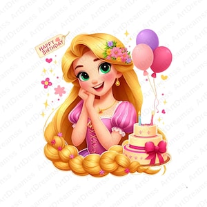 Princess Rapunzel Clipart, Cute Rapunzel, Tangled PNG, Disney Princess, Happy Birthday, High Quality