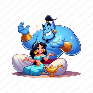 Princess Jasmine Clipart, Jasmine and Genie Png, Cute Princess, Jasmine for Print, High Quality