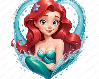Cute Ariel PNG, Little Mermaid Clipart, Princess Ariel, High Quality