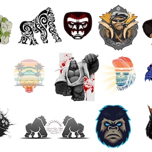Gorilla PNG, T-Shirt Design, Graphic Tattoo