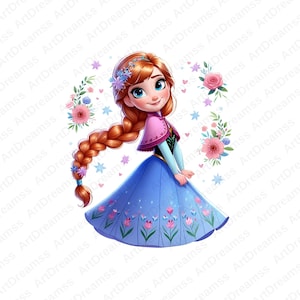 Frozen Anna Clipart PNG, Princess Anna, Anna with Olaf, Frozen for Print, Anna Frozen, Anna T-Shirt Design, High Quality image 2
