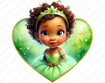 Baby Tiana Clipart, Princess Tiana PNG, Cute Princess Tiana Printable, High Quality