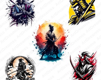 Japanese Samurai Clipart PNG, Watercolor Samurai, Samurai illustration, Samurai Sword, Samurai T Shirt Design, Warrior Splash, High Quality