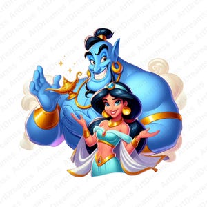 Princess Jasmine Clipart, Jasmine and Genie Png, Cute Princess, Jasmine for Print, High Quality